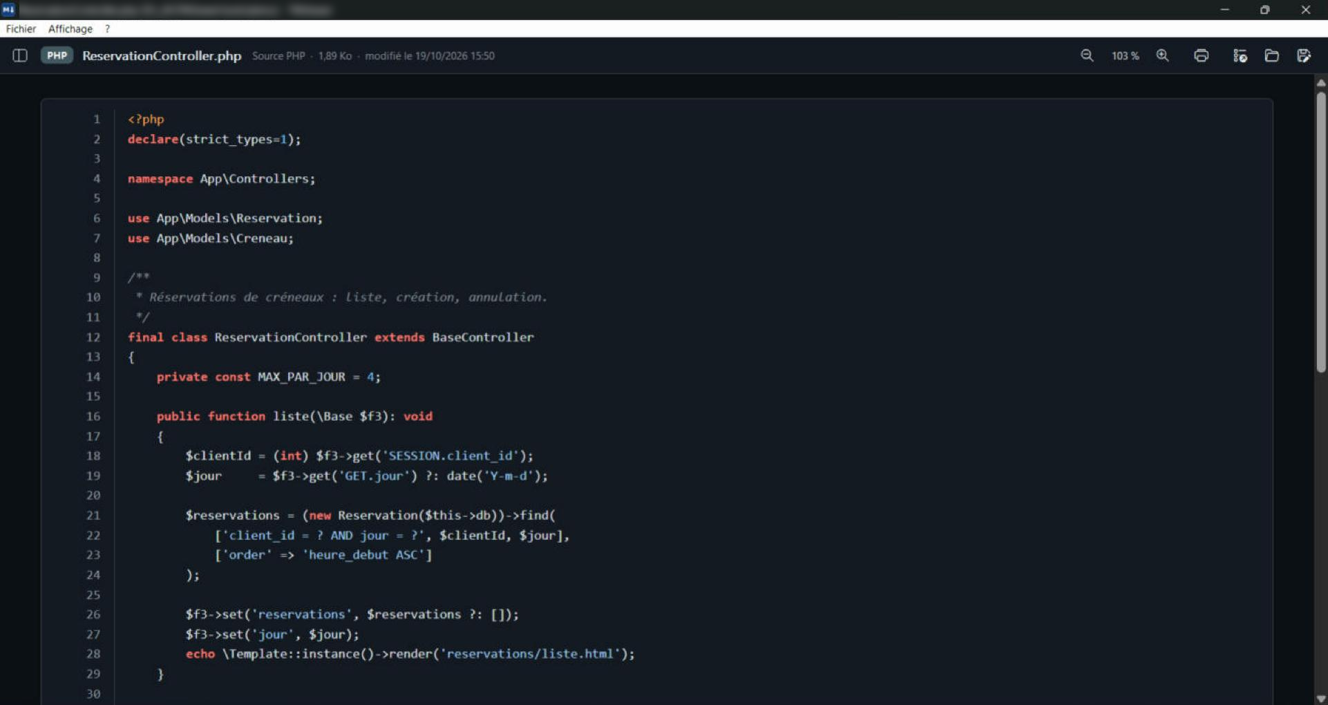 Afficher un fichier source PHP avec coloration syntaxique dans TNViewer